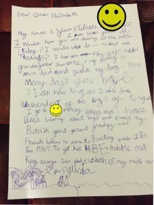 writing a letter to the queen