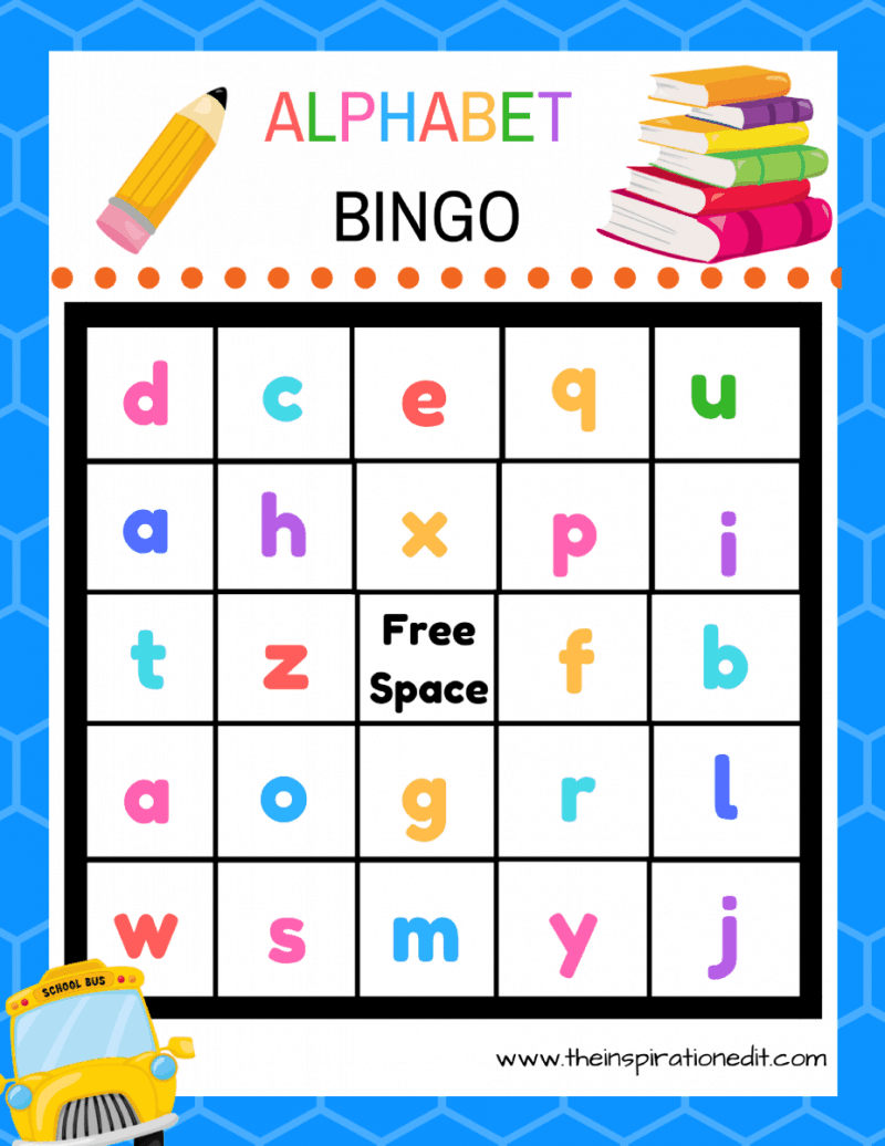 Free Alphabet Bingo Printable For Kids · The Inspiration Edit