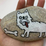 Bichon Dog Rock Stone Painting.