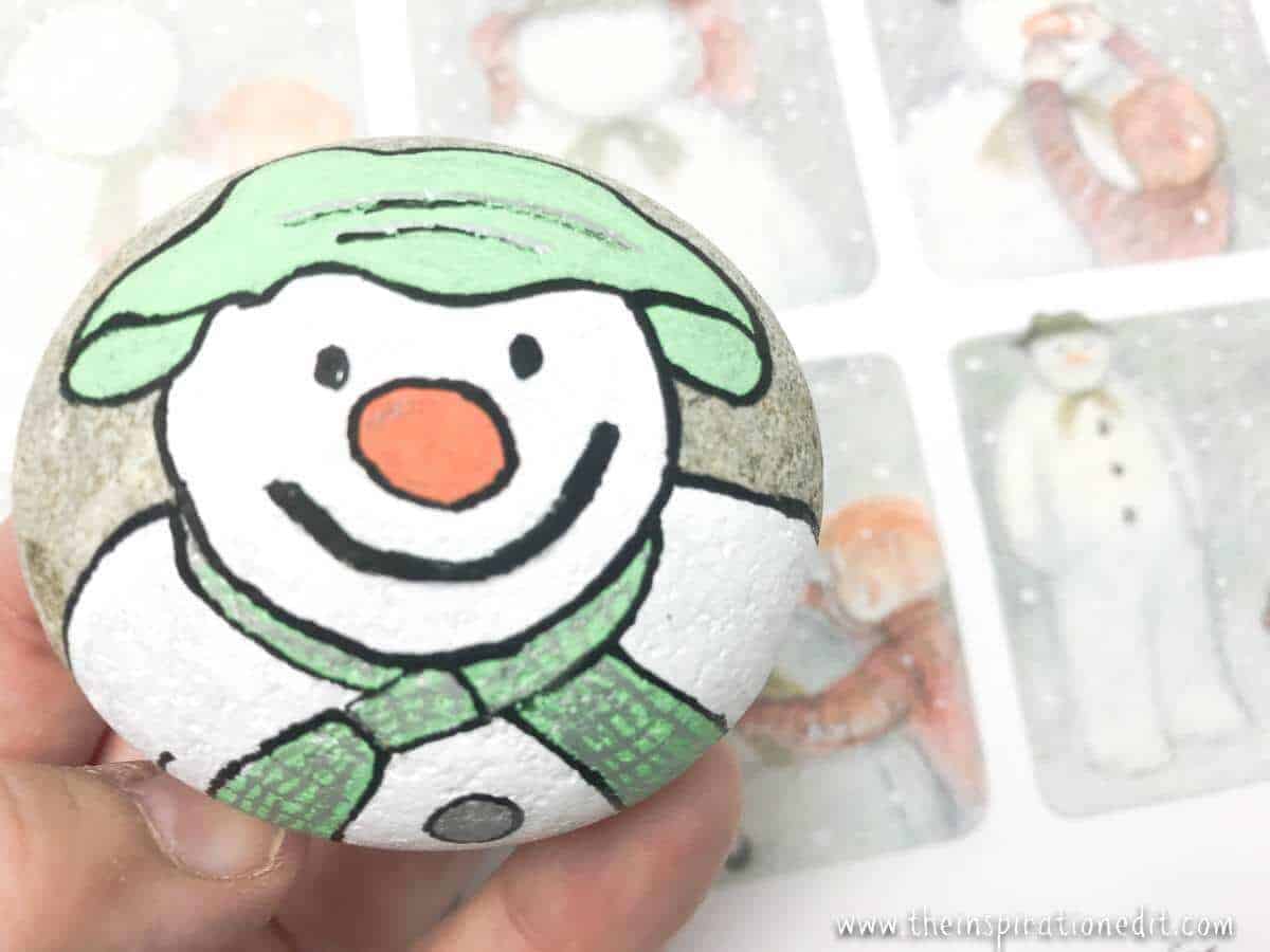 snowman painted rock