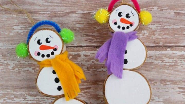 wood slice snowman Christmas craft
