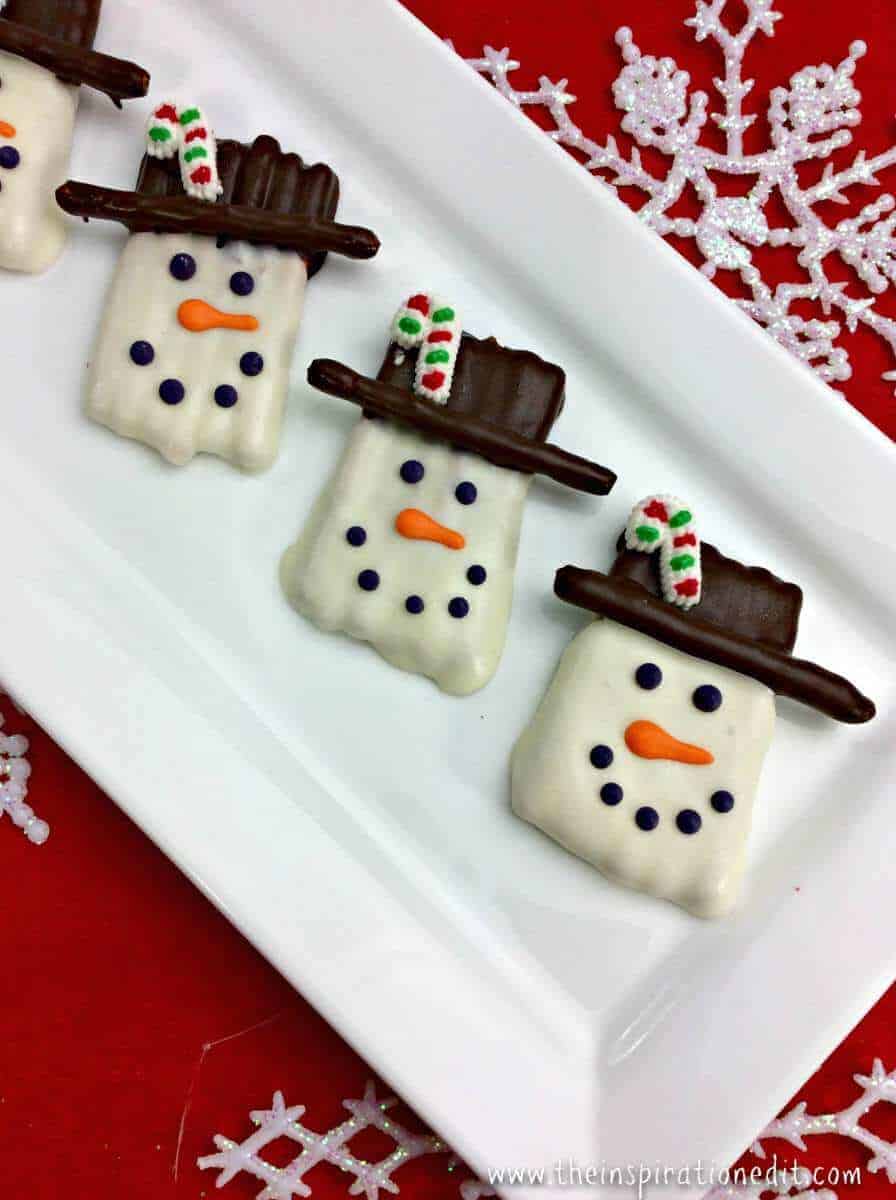 snowman Christmas pretzels