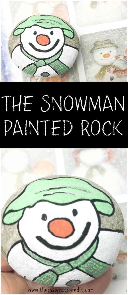 Snowman painted rock