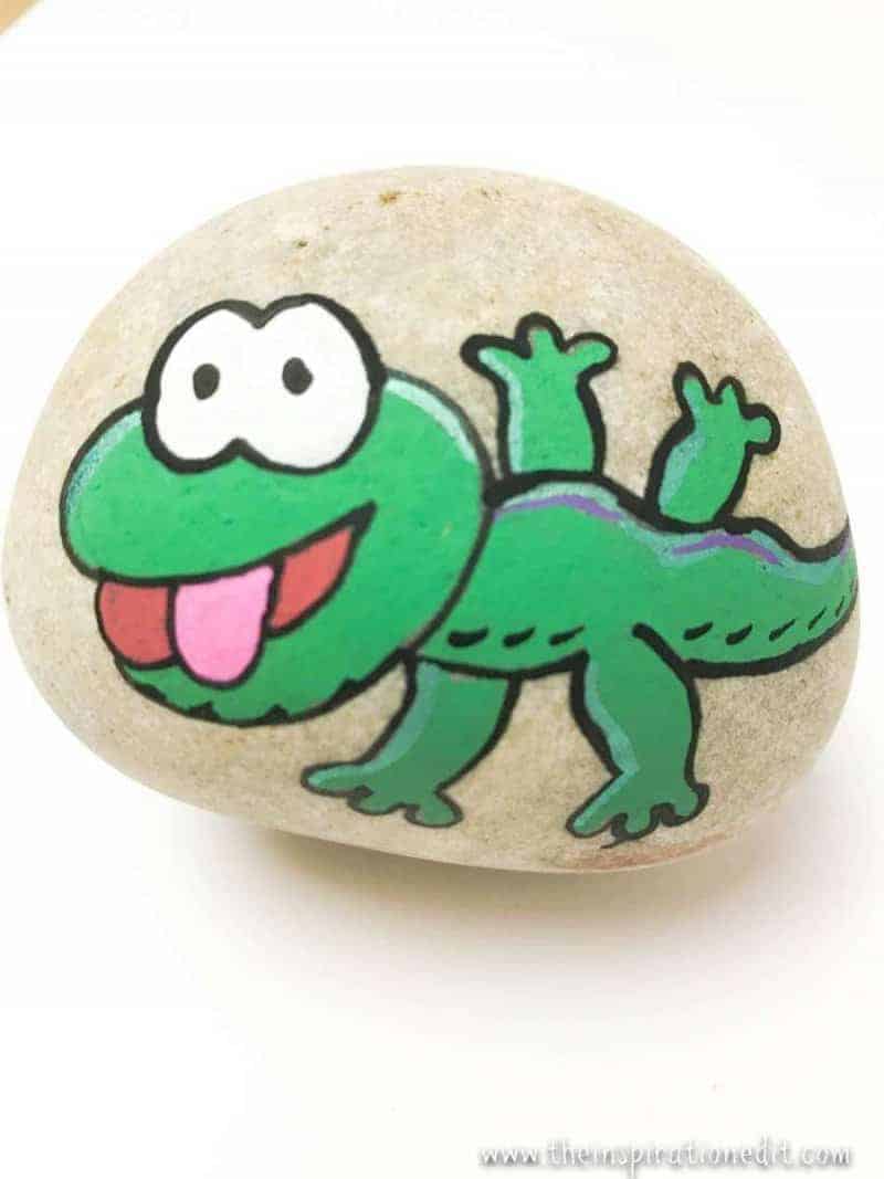 gecko rock stone art for kids