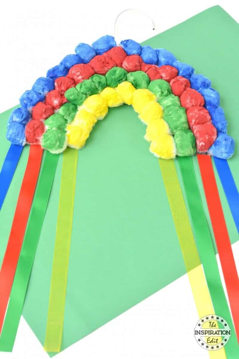 Hanging Cotton Ball Rainbow Craft · The Inspiration Edit