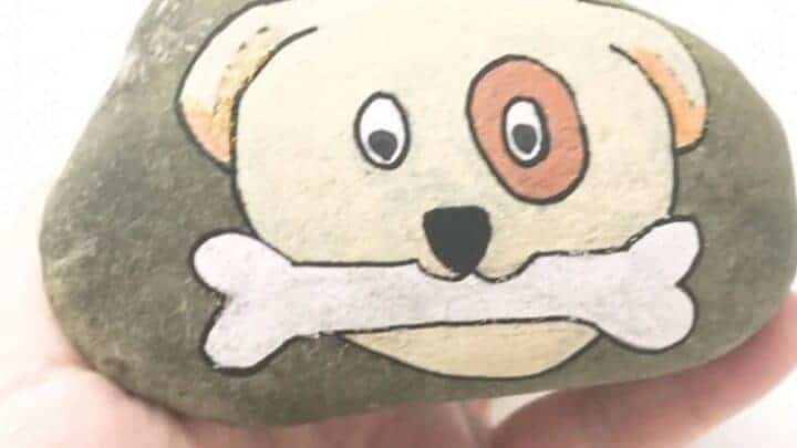 dog painted rock