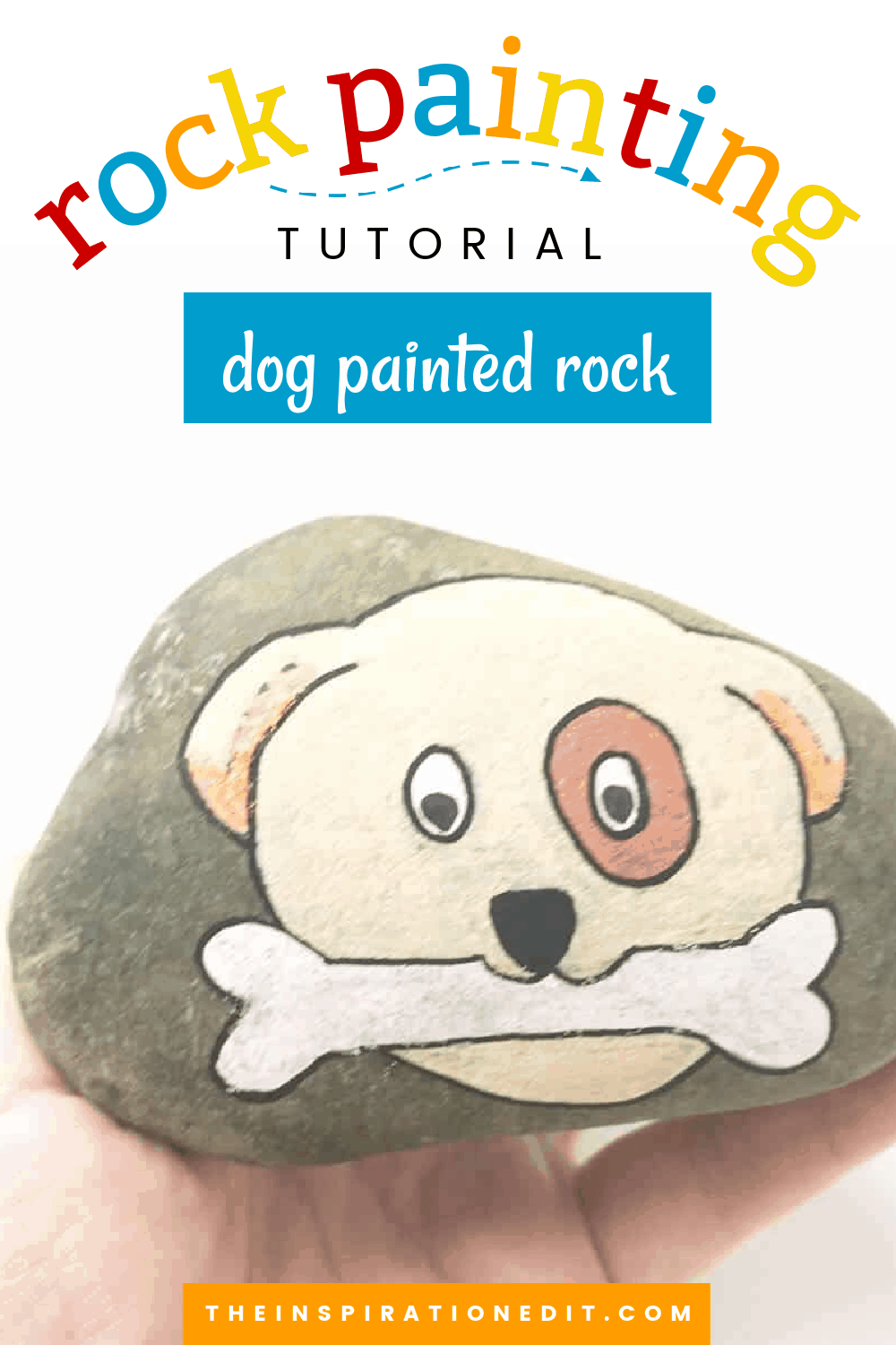 dog painted rock