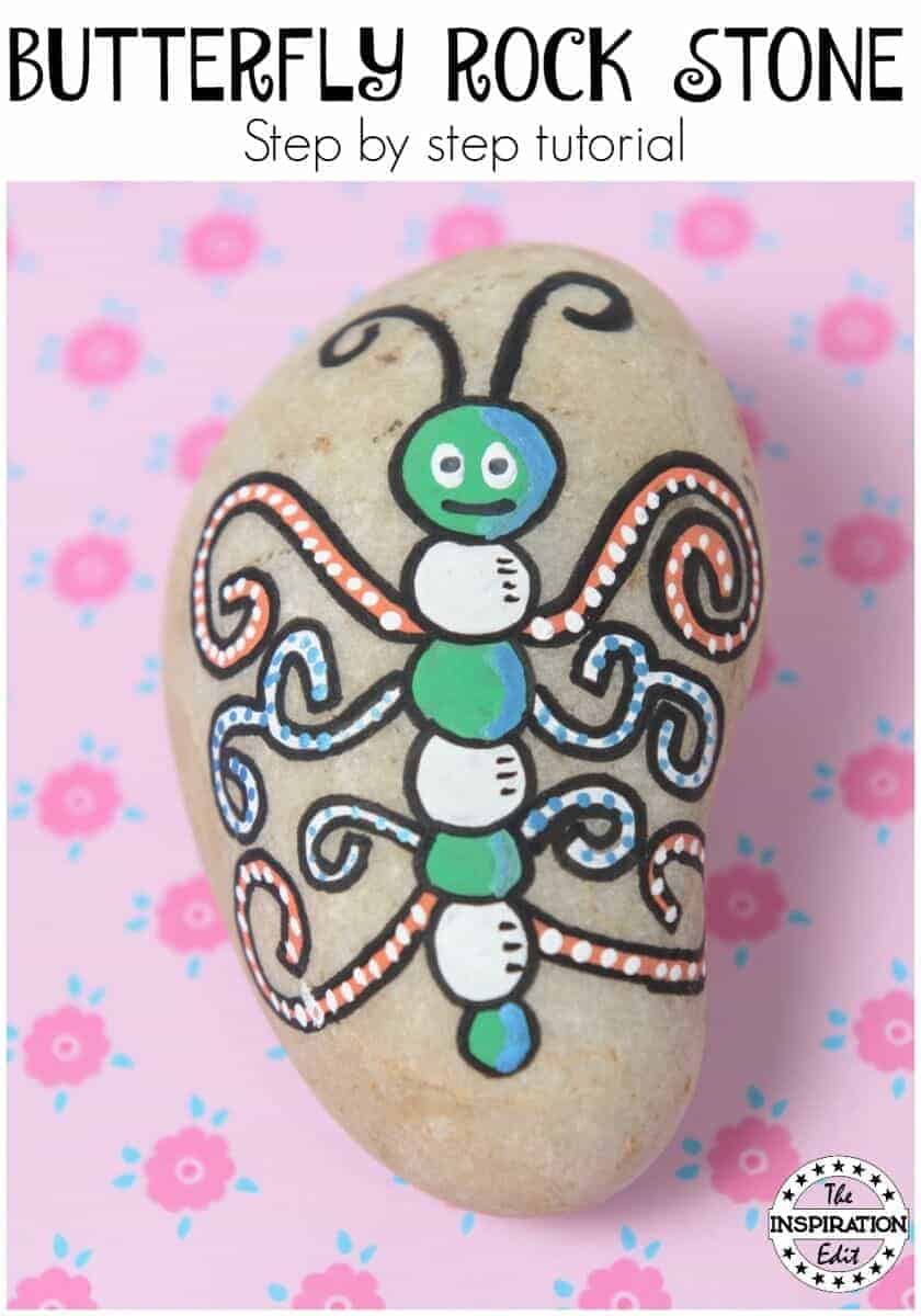 butterfly painted rock