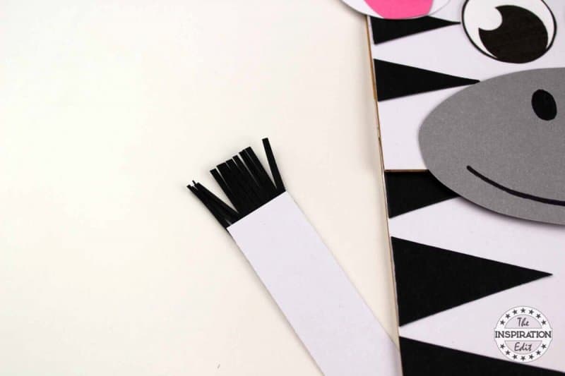 making a paper bag zebra puppet