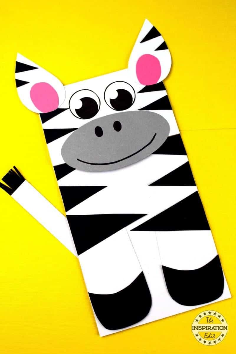 Paper Bag Zebra Puppet Craft Idea Paper Bag Zebra Puppet Craft preschoolers will love