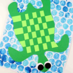 Preschool Paper Weave Ocean Sea Turtle Craft.