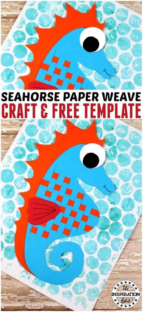 paper weave seahorse craft for kids