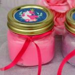 DIY unicorn slime in a jar.