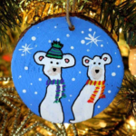 Polar bear ornament finger print decoration.