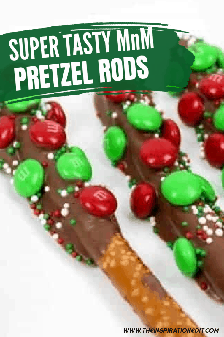 Super Tasty MNM Christmas Pretzel Rods