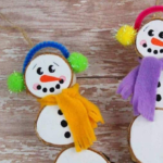 Wood Slice Christmas Snowman Decorations.