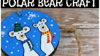 polar bear wooden slice craft