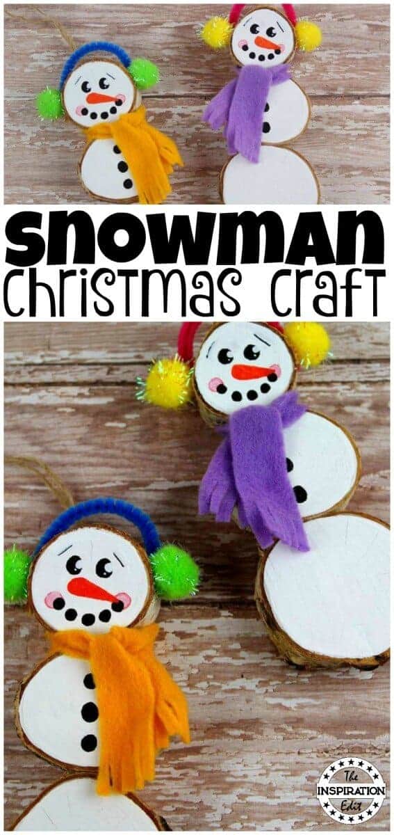 Wood Slice Christmas Snowman Decorations · The Inspiration Edit