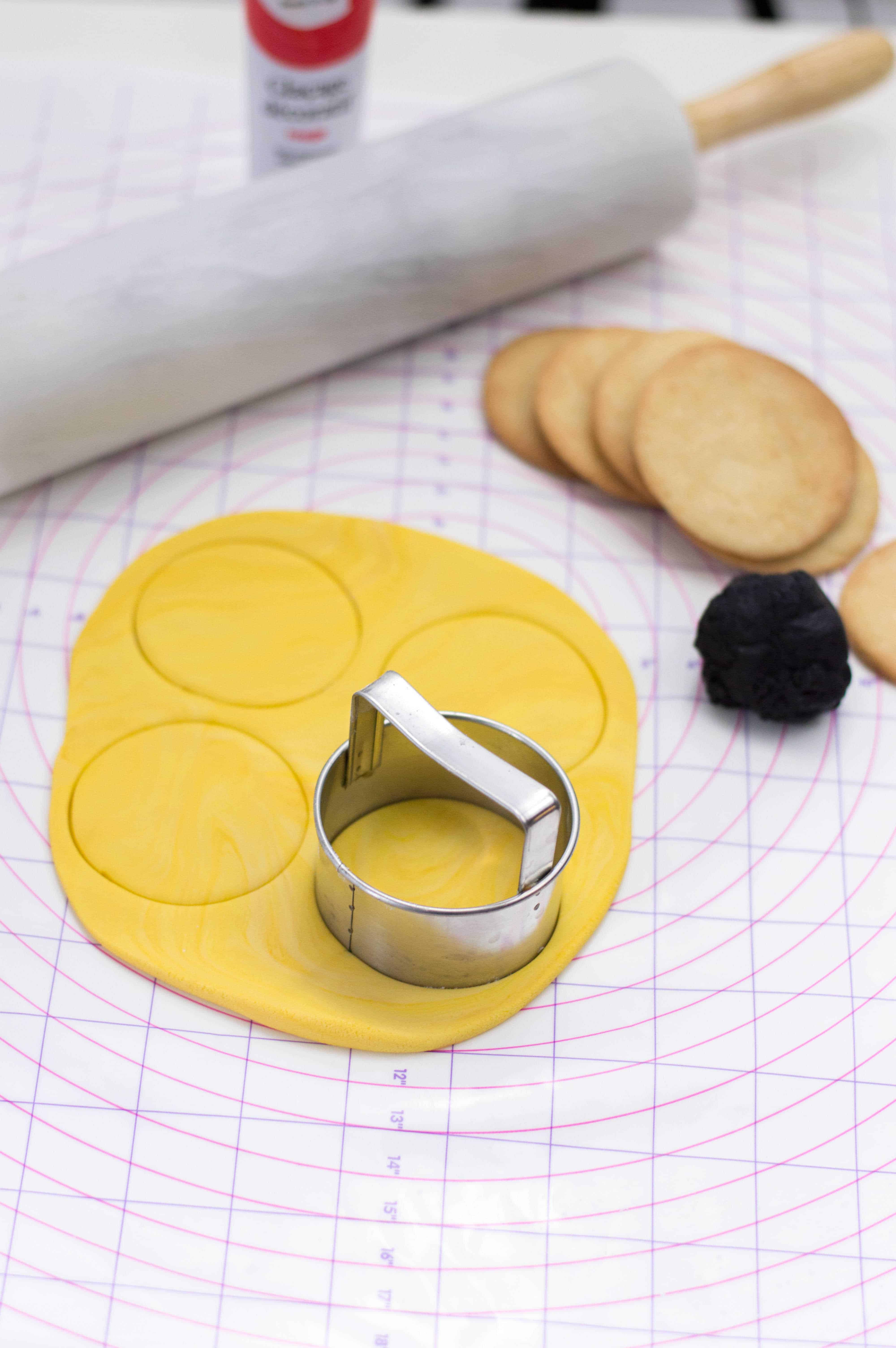 cutting the dough into circles