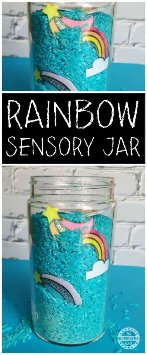 rainbow sensory jar or sensory bottles idea