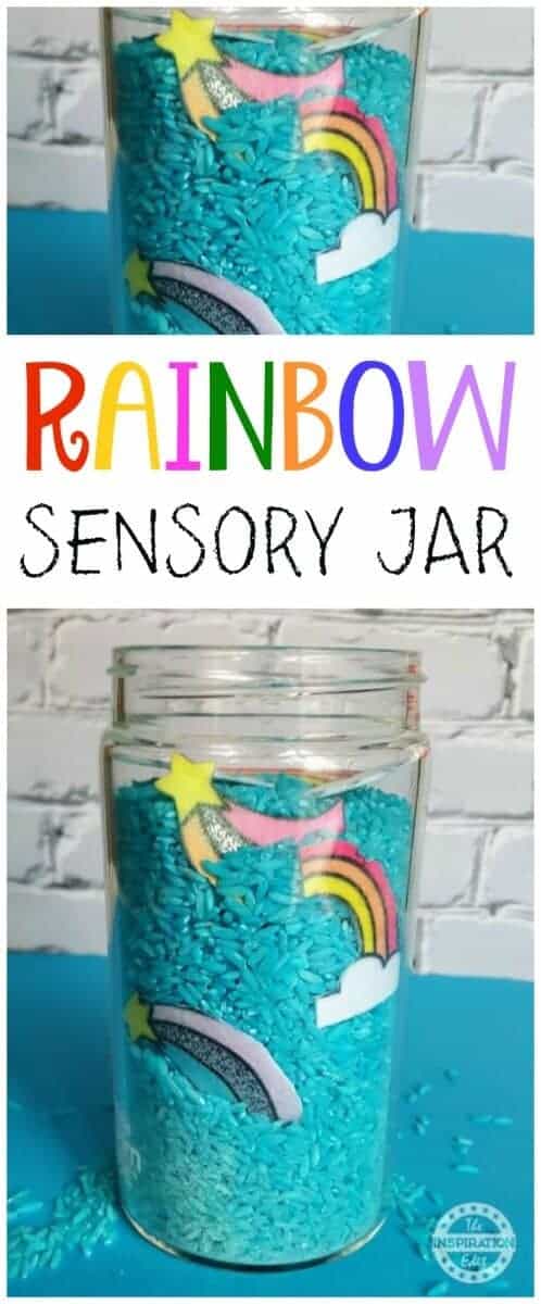 rainbow sensory jar or sensory bottles idea