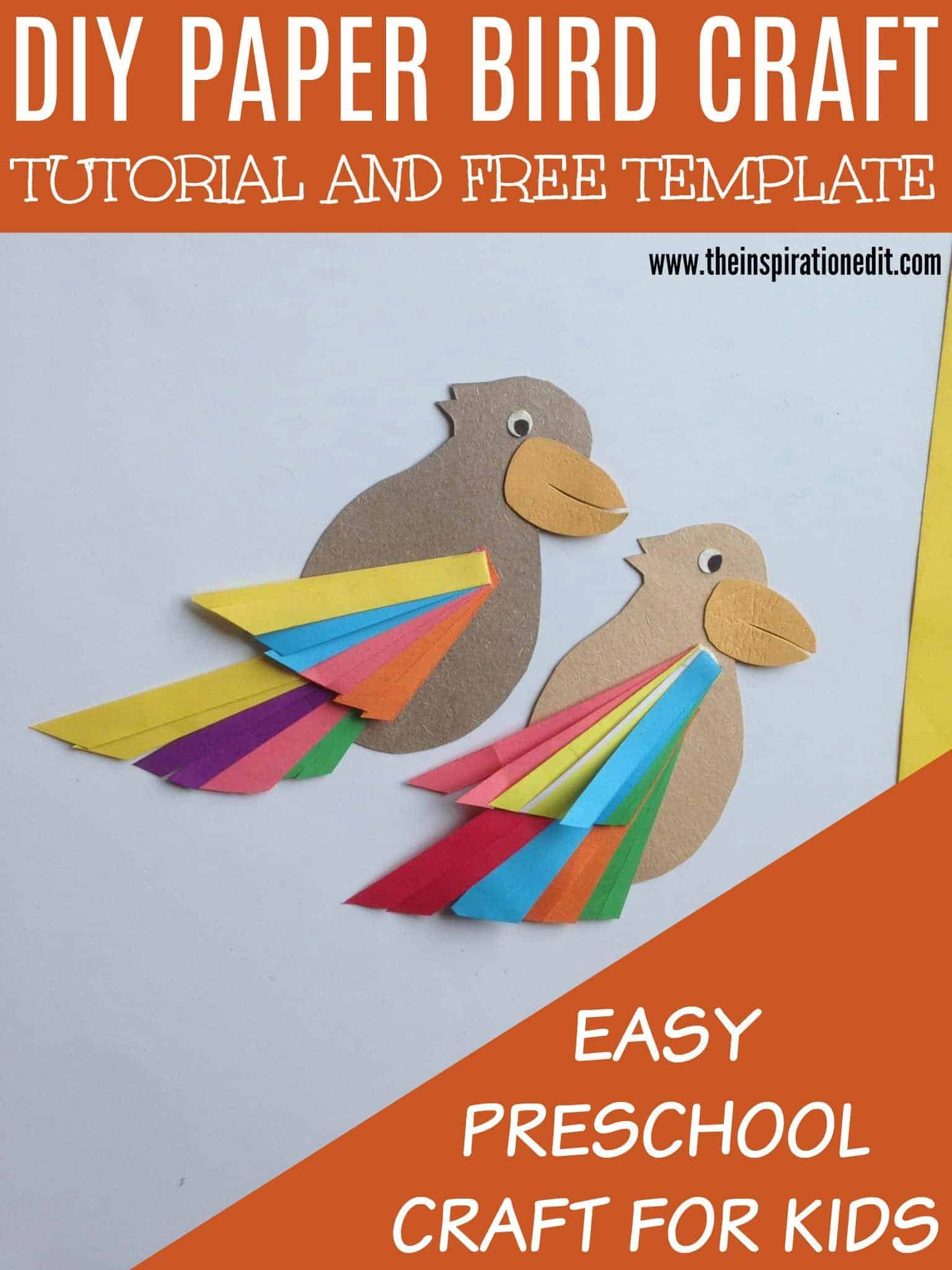 Paper Bird Craft With Free Template The Inspiration Edit Paper Bird Craft Materials