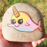 Kawaii Narwhal Painted Rock.