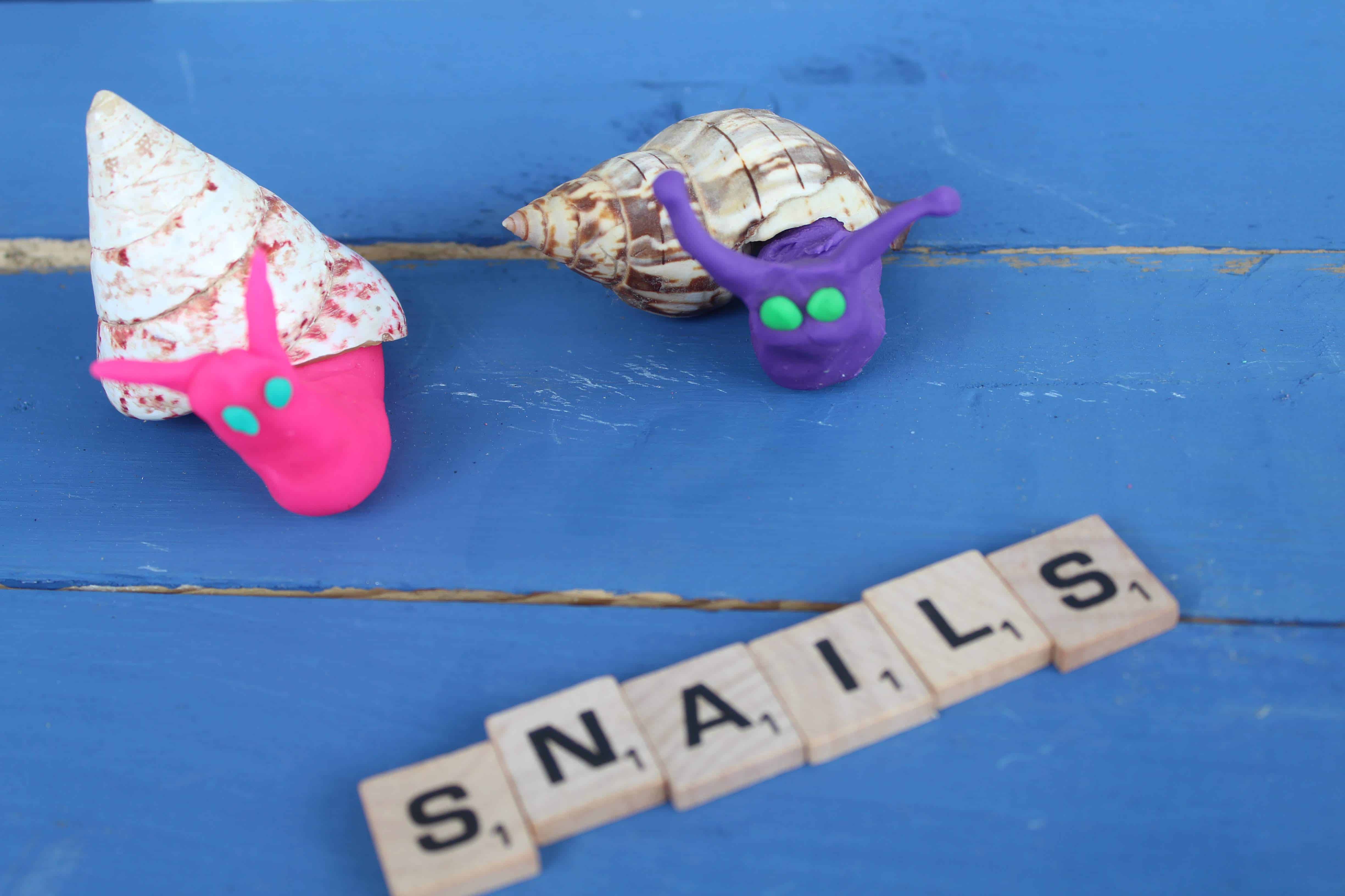 Making Snails from Playdough.