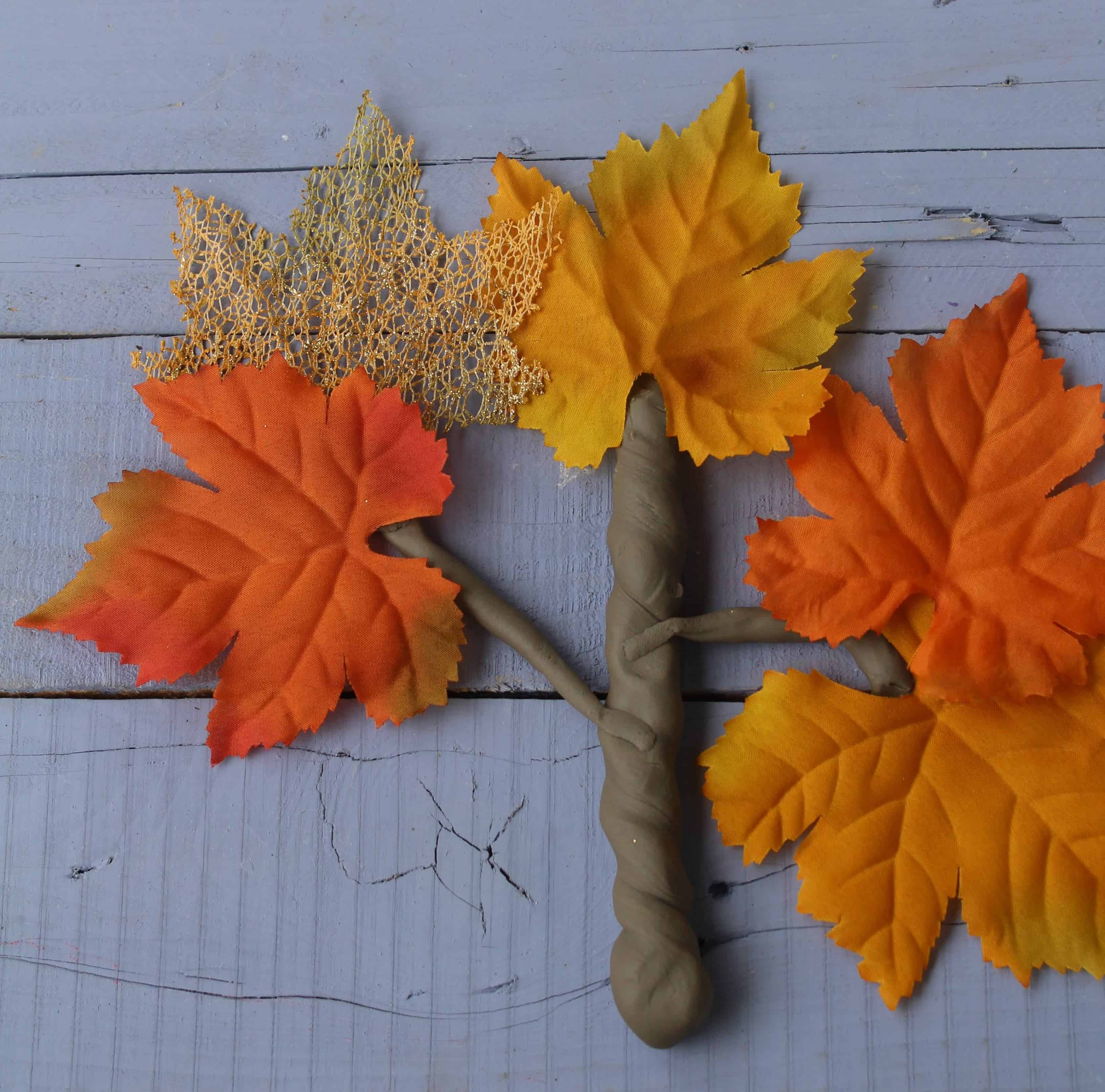 play dough bark and leaves