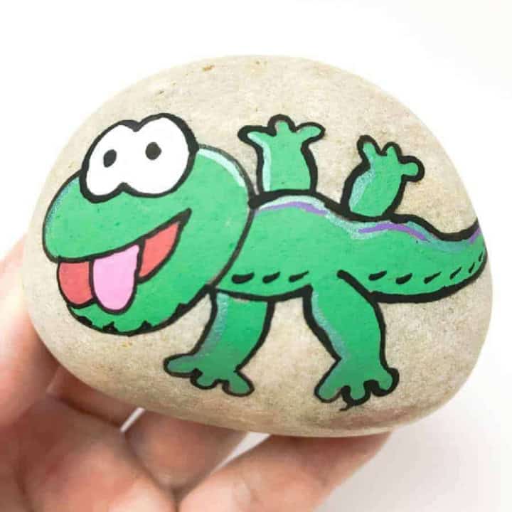 Gecko Rock Painting.