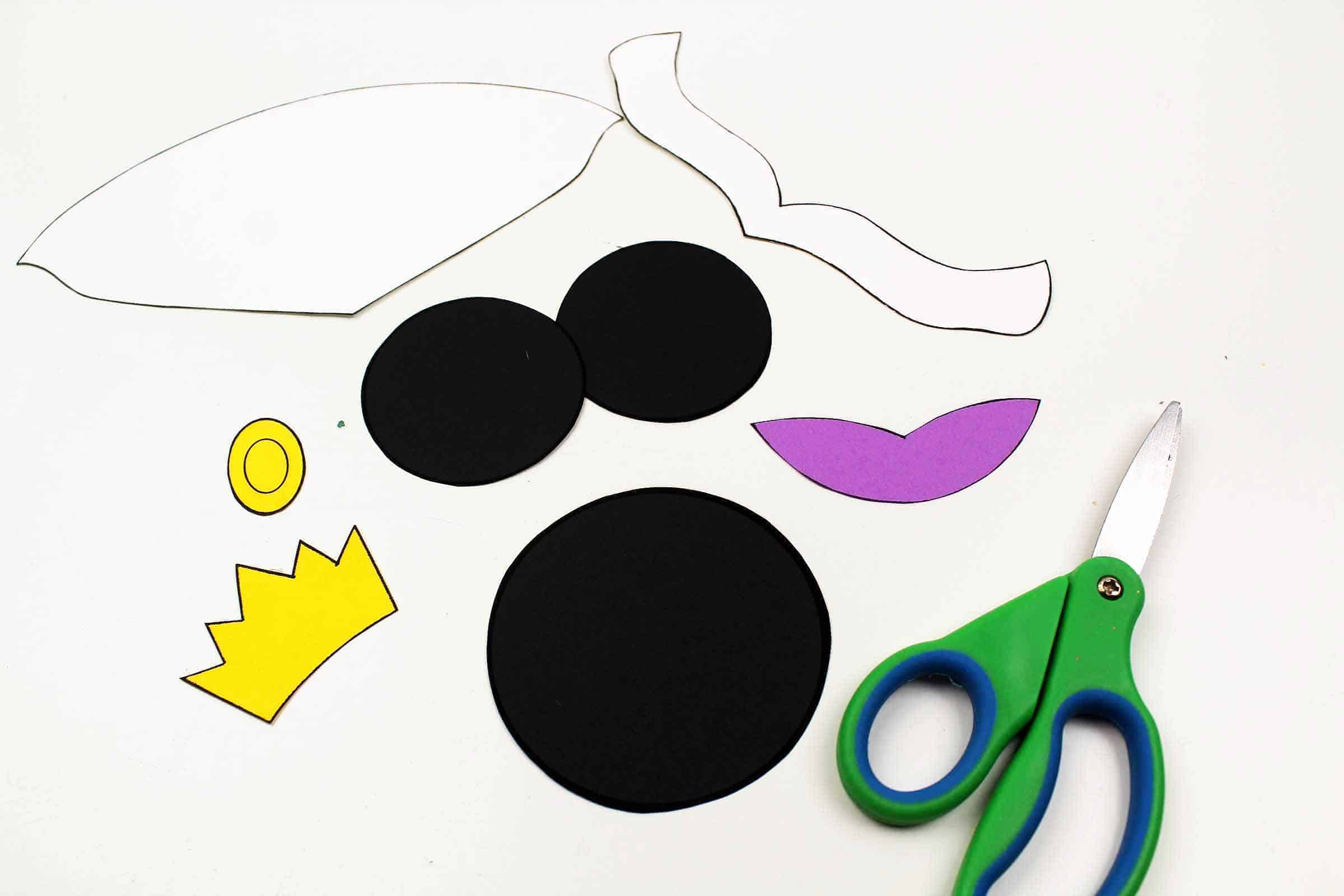 Supplies for Evil Queen Mickey Ears Paper Craft.