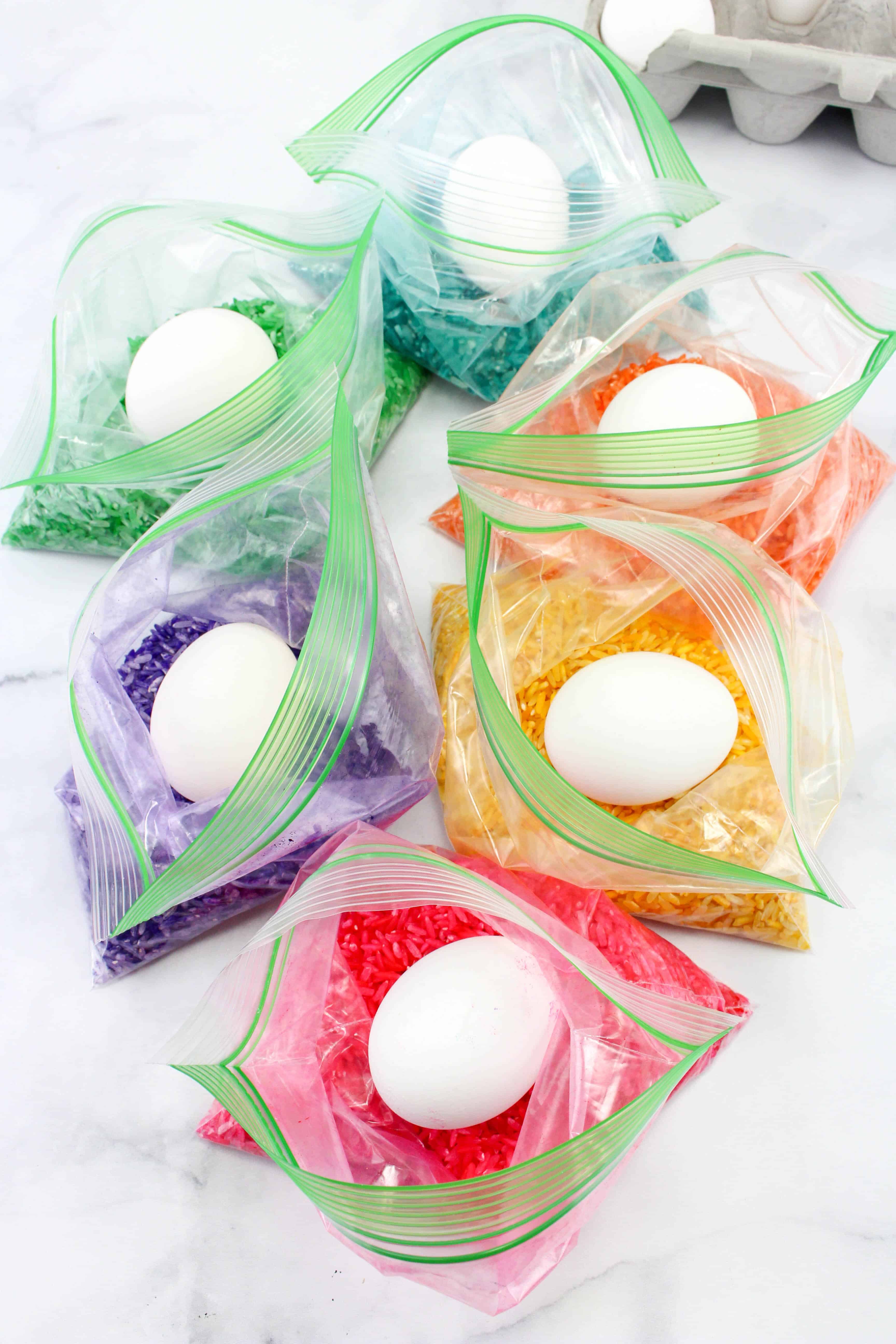 Easter eggs dyed with rice