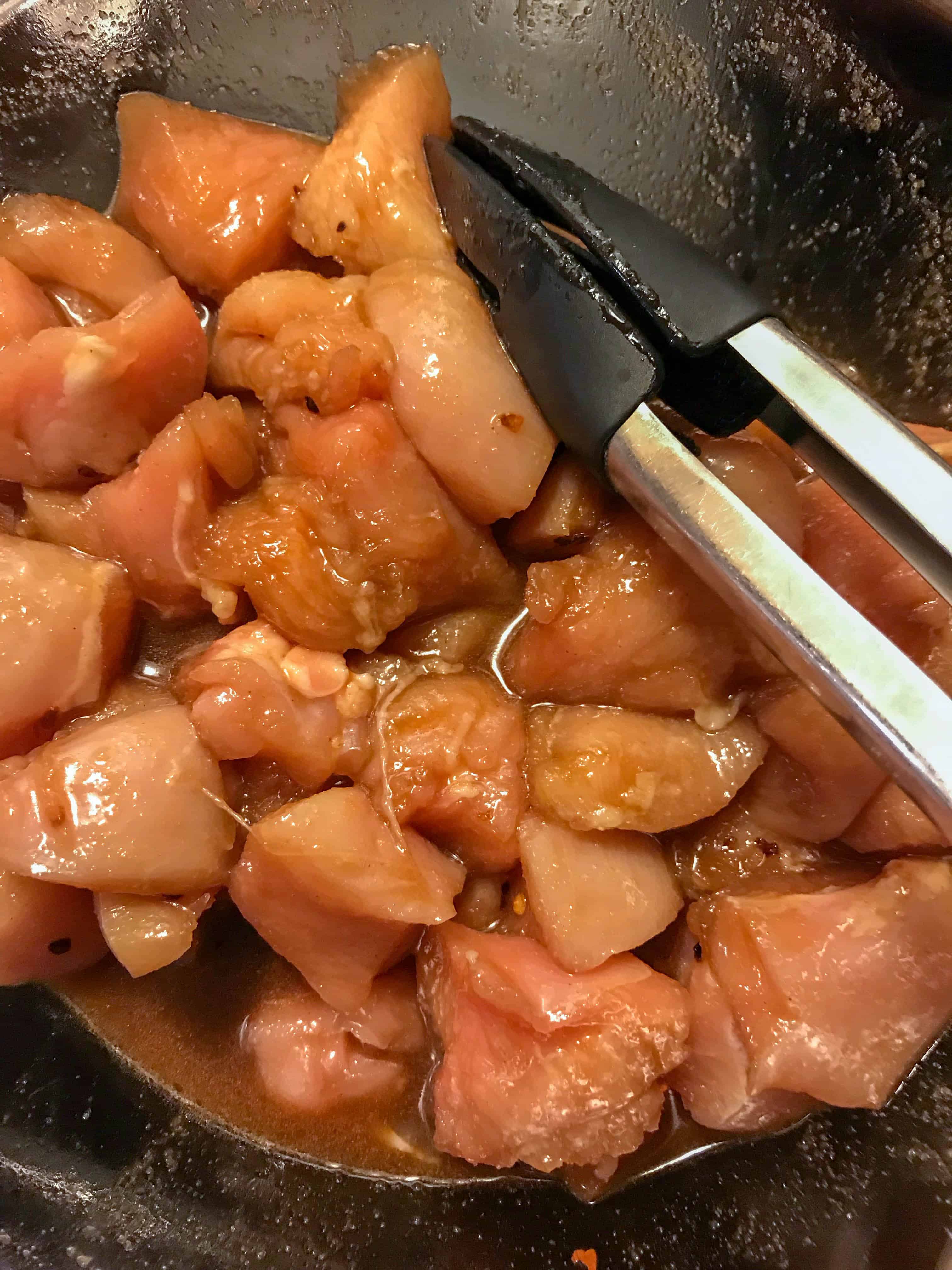 Pour sauce on chicken