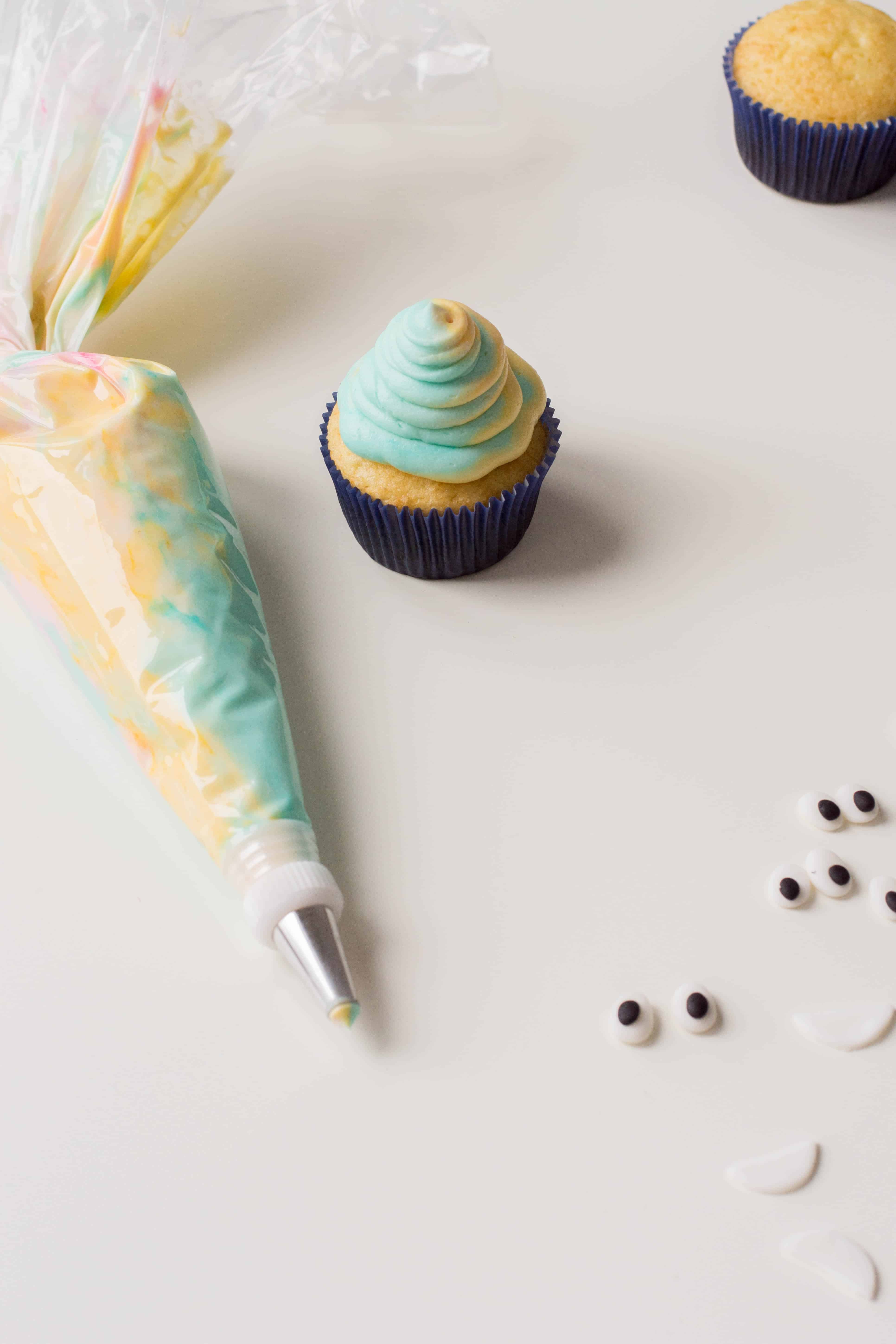 Tie-Dye Party Cupcakes.