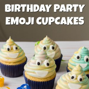 Birthday Party Emoji Cupcakes.