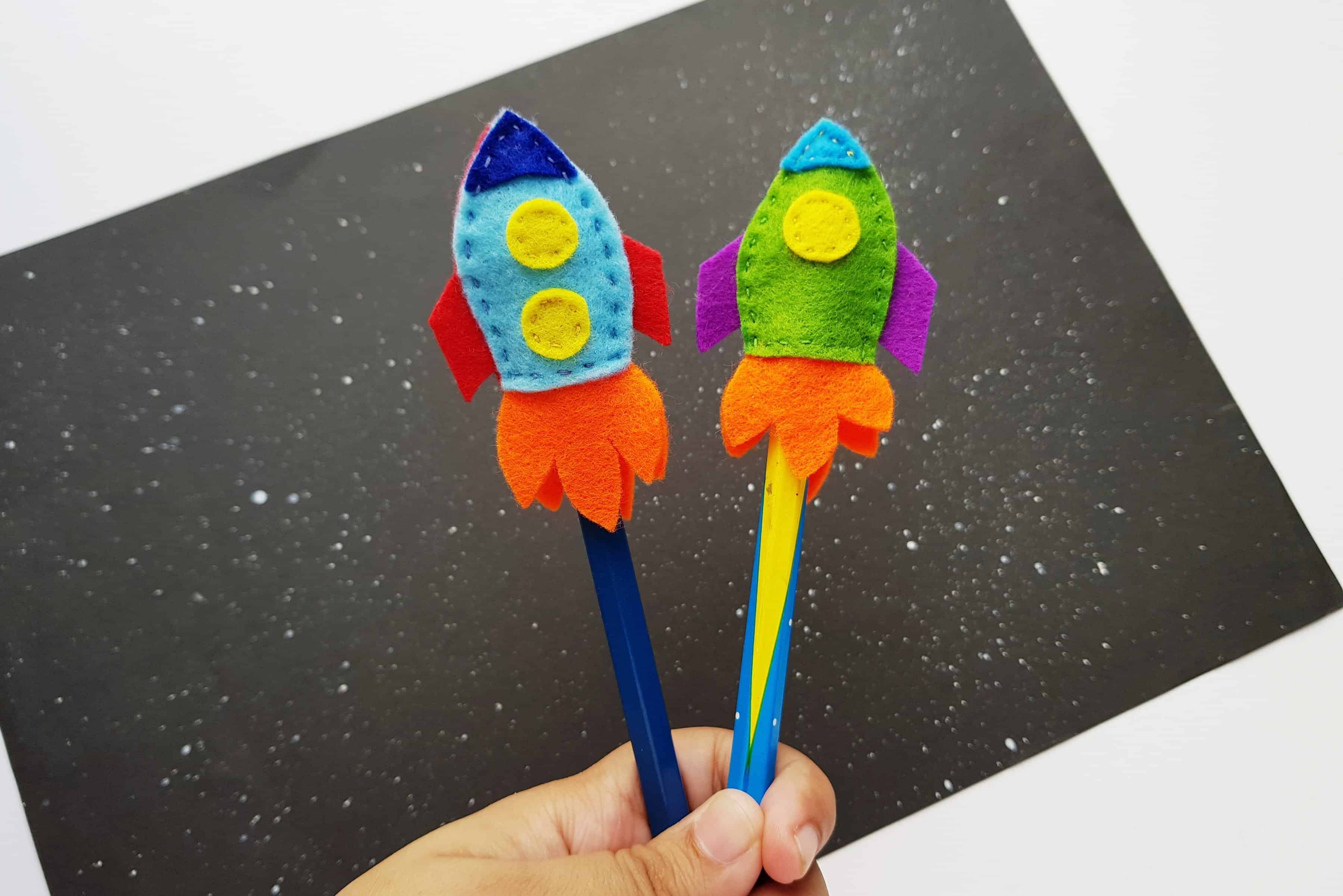 Space Rocket Pencil Toppers