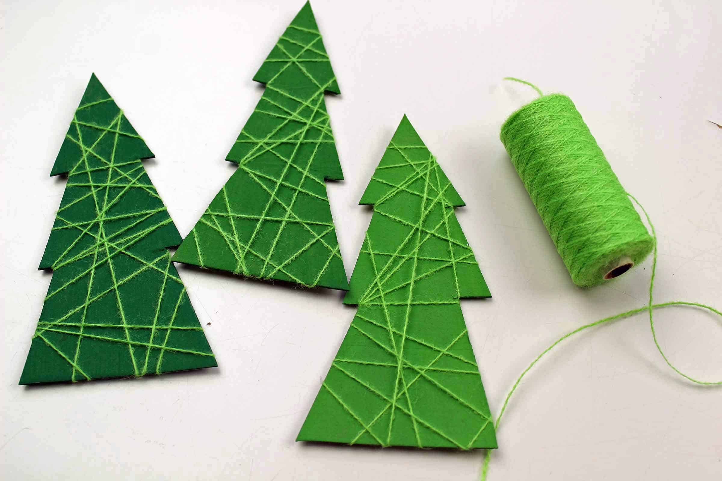 easy christmas tree craft made with string