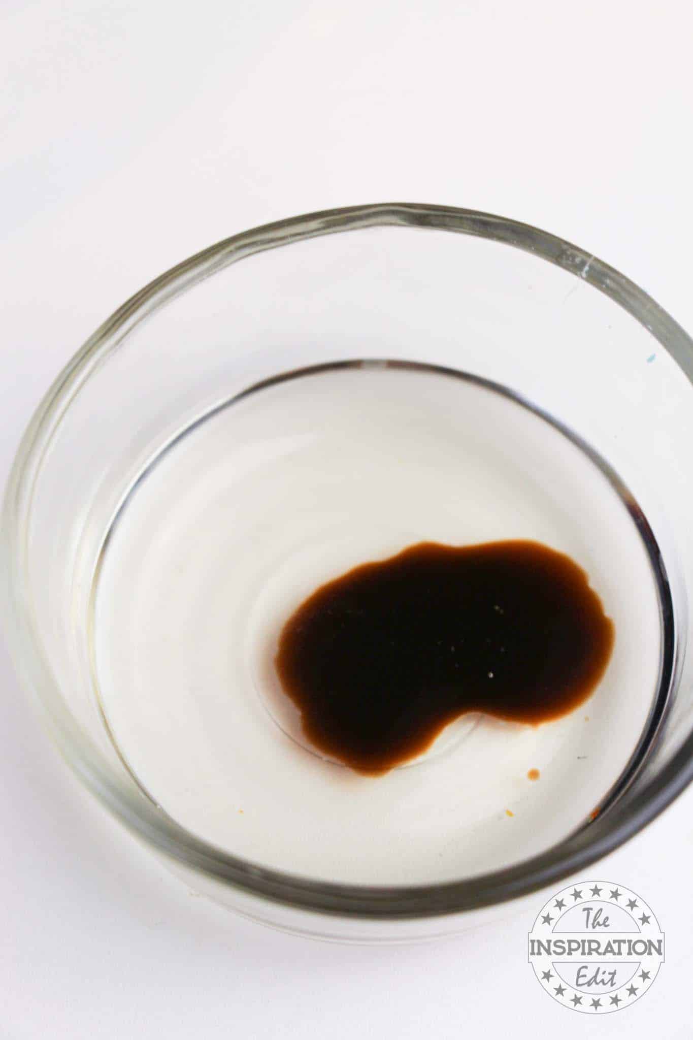 Vanilla extract in a glass bowl.