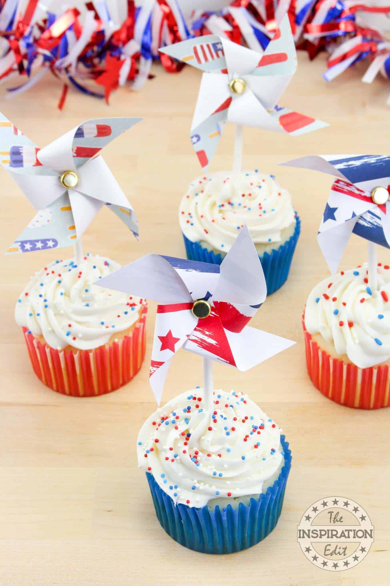 Patriotic Pinwheel Cupcakes
