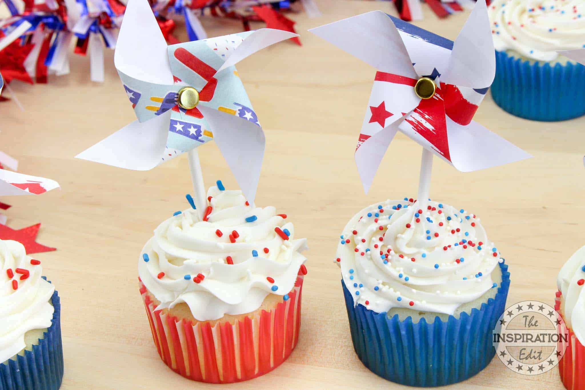Patriotic Pinwheel Cupcakes
