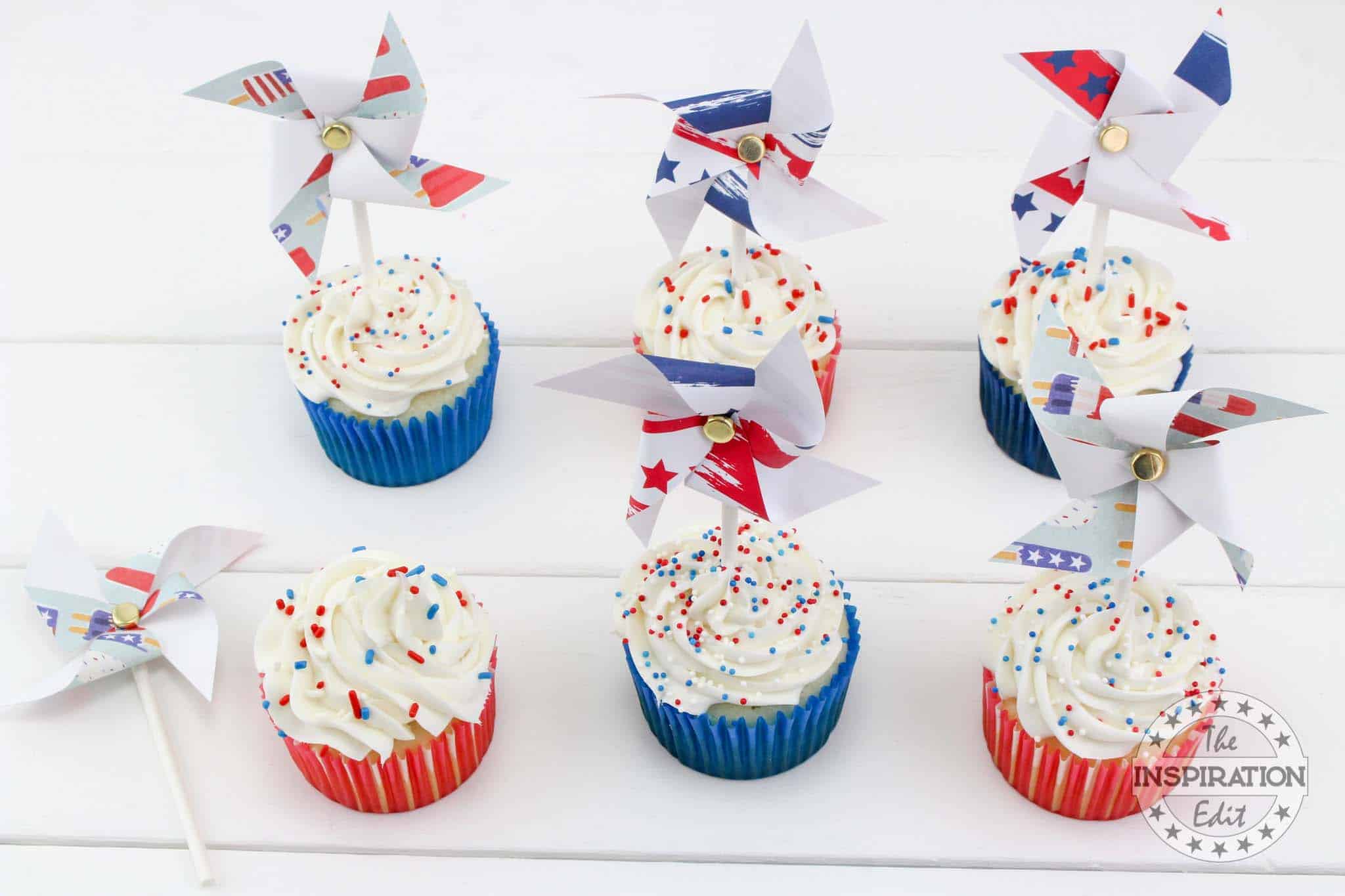 Patriotic Pinwheel Cupcakes