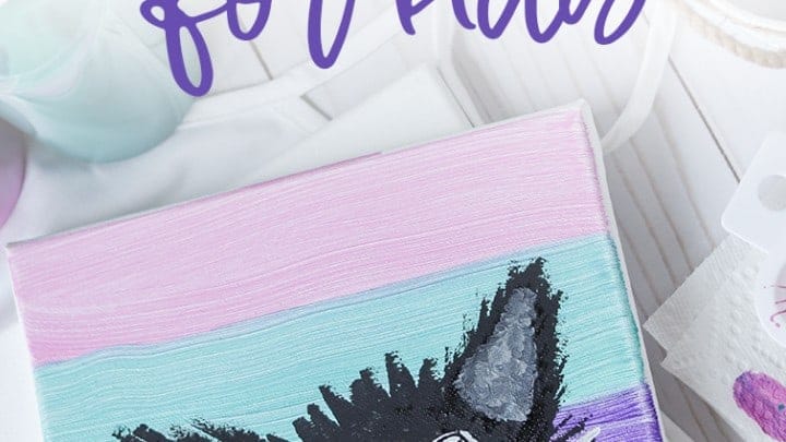 cat painting activity for cat themed birthday party