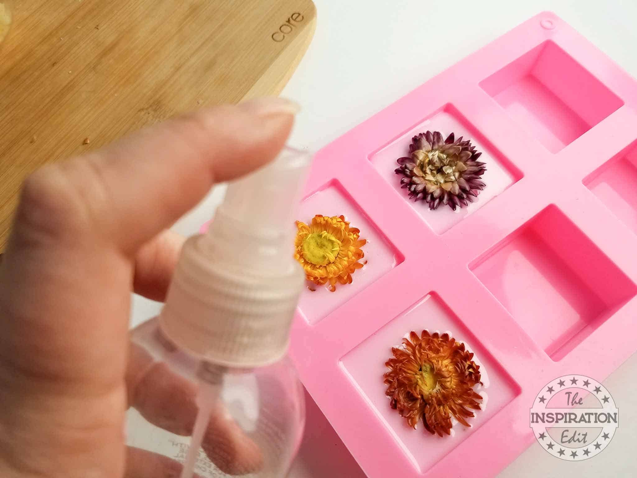 homemade soaps with dried chrysantheum flowers