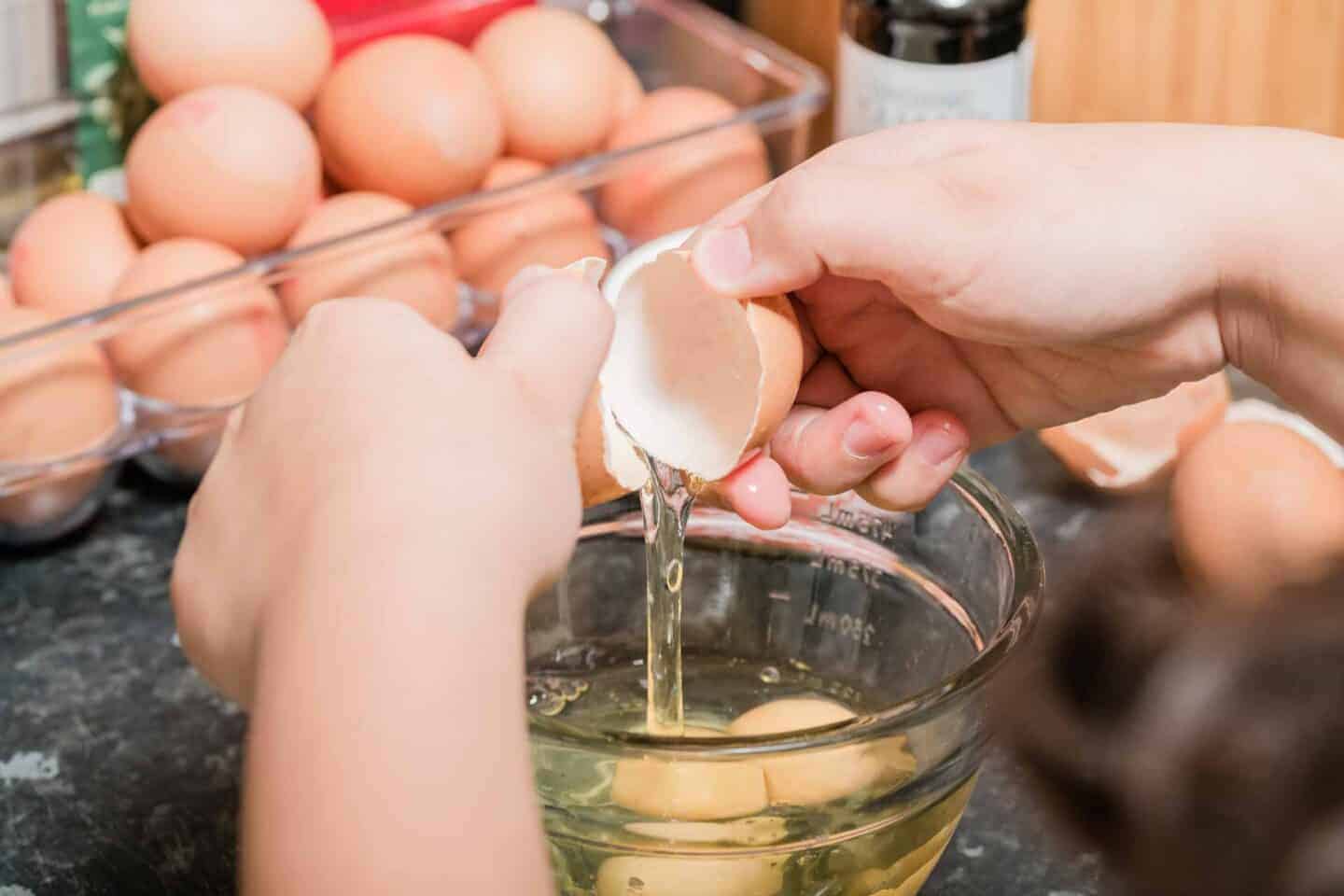 Cracking Eggs For Tamagoyaki Omelette.