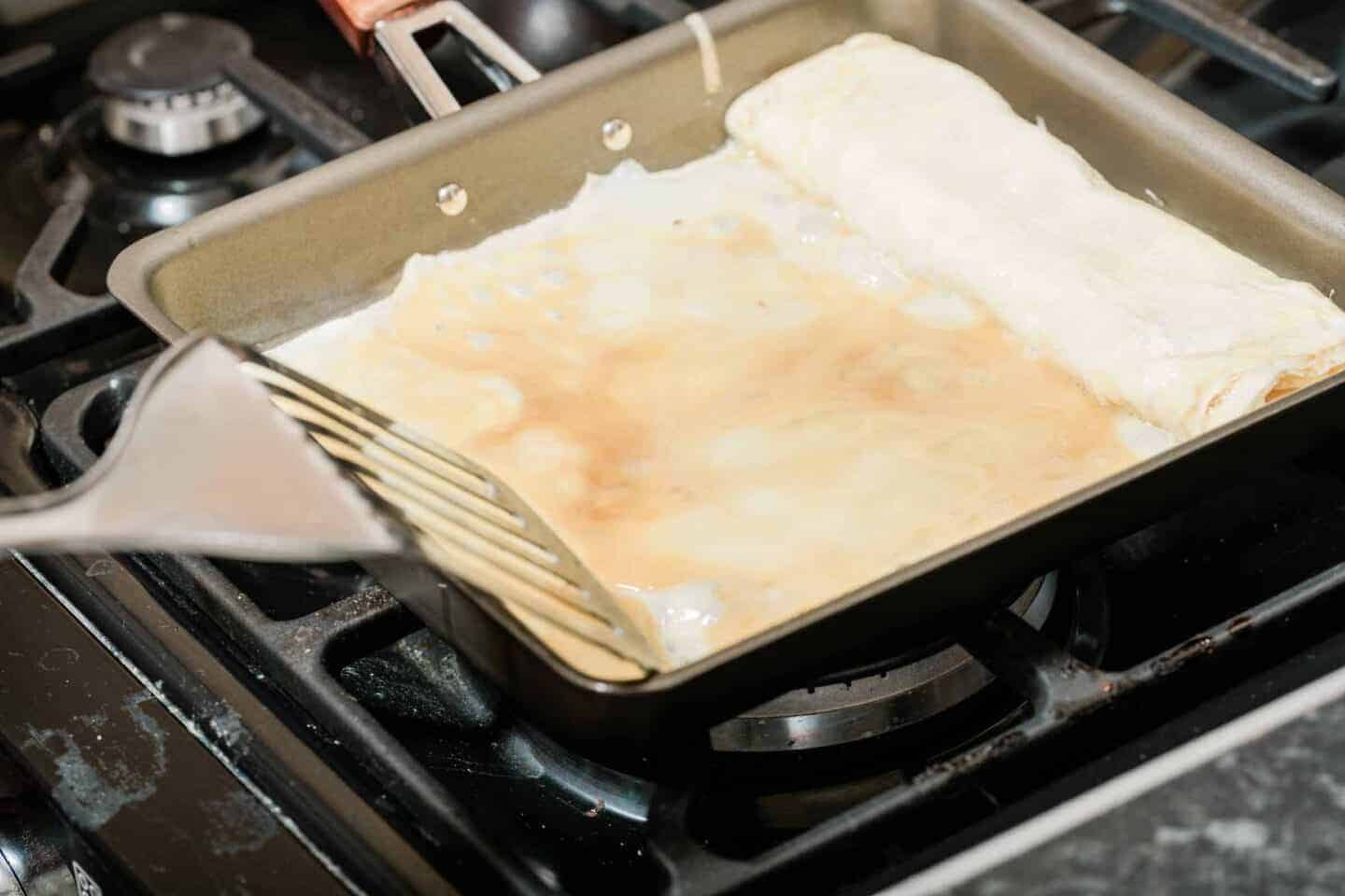 Making Japanese Omelette Recipe Using A Tamagoyaki Pan.