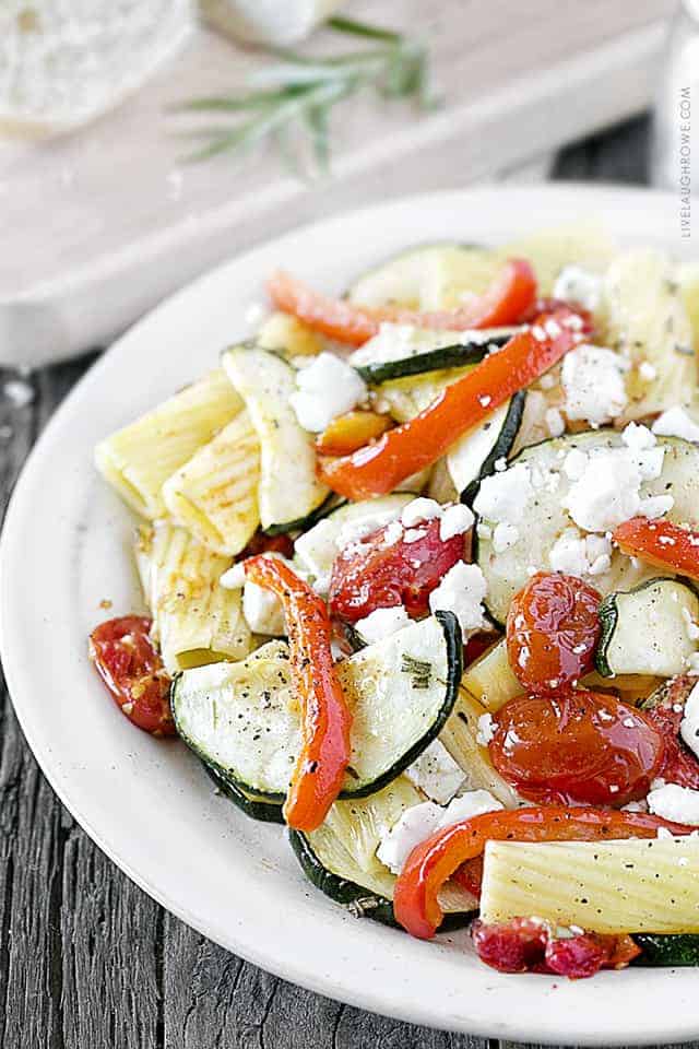 This meatless dish is simple, but has a distinctive sharp and tangy flavor from the rosemary and feta cheese. With less guilt and more flavor, this Weight Watchers recipe is sure to be a new favorite. Recipe at livelaughrowe.com