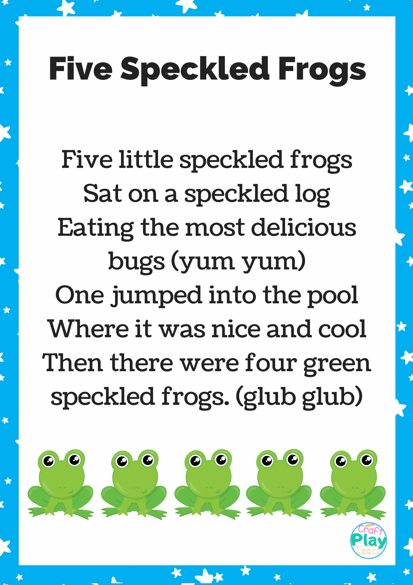 Five Little Speckled Frogs Printable Free