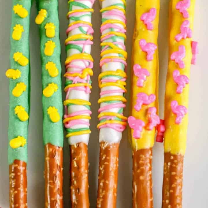 Luau Pretzel Rods | Birthday Party Ideas.