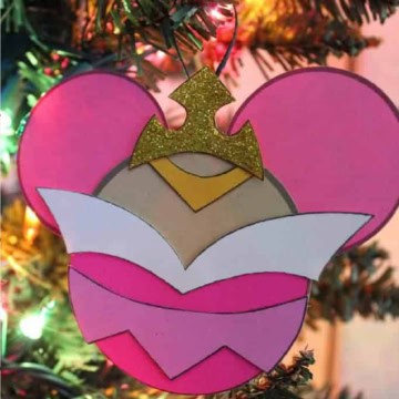 Sleeping Beauty Mickey Ears Paper Ornament.