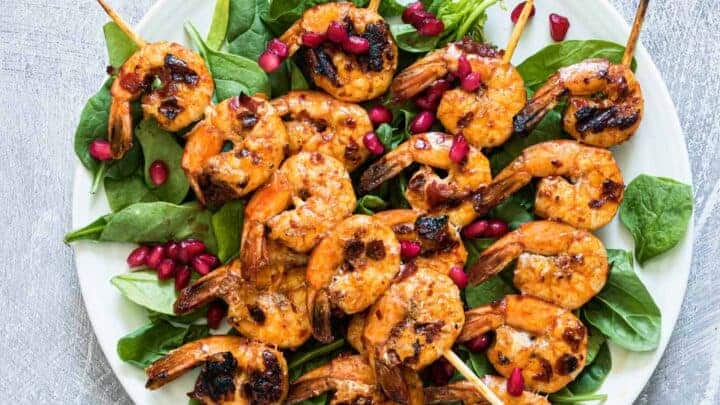 grilled shrimp on a white plate